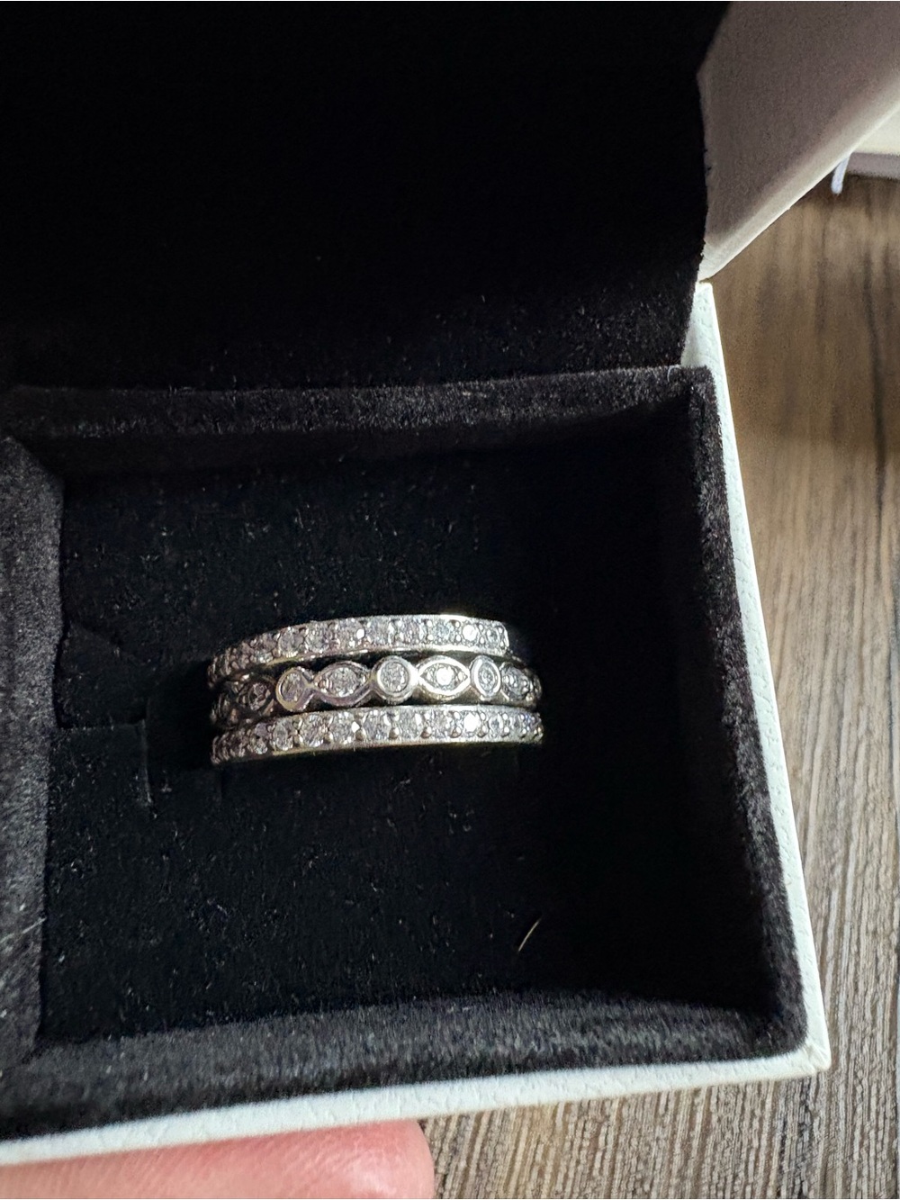 Pandora Sterling Silver Stackable Crystal Ring Set - Clear